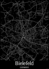 Black and White city map poster of Bielefeld Germany.