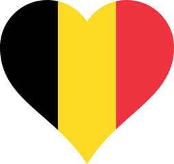 Fototapeta premium Belgium Heart Flag. Transparent PNG Flattened JPEG JPG. Belgian Love Shape Country Nation National Flag. Kingdom of Belgium Banner Icon Sign Symbol.