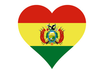 Fototapeta premium Bolivia Heart Flag. Transparent PNG Flattened JPEG JPG. Bolivian Love Shape Country Nation National Flag. Plurinational State of Bolivia Banner Icon Sign Symbol.