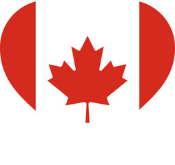 Canada Heart Flag. Transparent PNG flattened JPEG JPG. Canadian Love Shape Country Nation National Flag. Canada Banner Icon Sign Symbol.