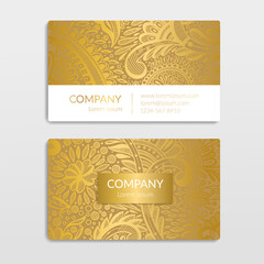 Golden luxury business cards. Vector ornament template. Great for invitation, flyer, menu, background, wallpaper, decoration, packaging or any desired idea.