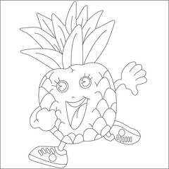 funny fruits coloring page for kids