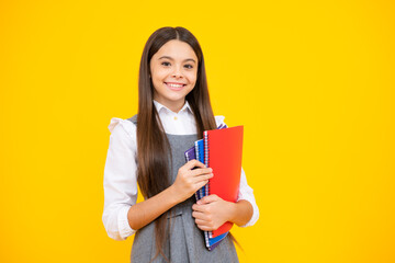 Teenage school girl with books. Schoolgirl student.