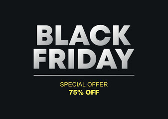 75% off. Special Offer Black Friday. Vector illustration price discount. Campaign for stores, retail