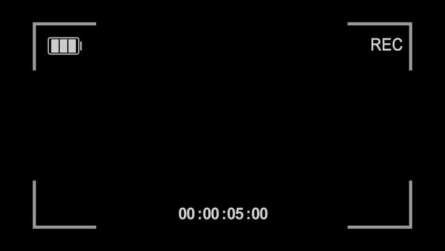Camera viewfinder animation recording a video. Camera frame viewfinder screen of video recorder digital display interface. Filming with dslr camera or mirrorless and smartphone for recording