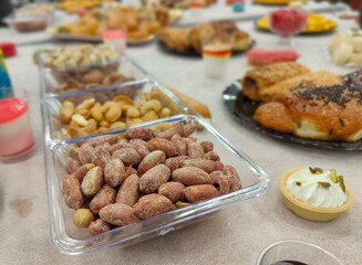 The table of sweets and season fruits- a traditional table for the Jewish New Year
