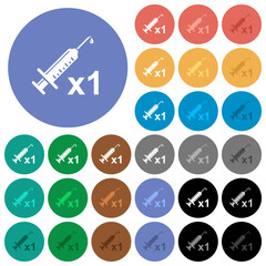 First vaccine dose round flat multi colored icons