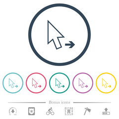 Arrow cursor right outline flat color icons in round outlines