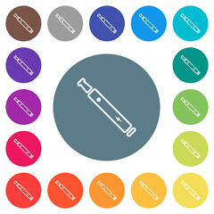 Electronic cigarette outline flat white icons on round color backgrounds
