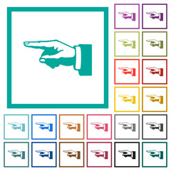 Left pointing hand alternate drawing flat color icons with quadrant frames