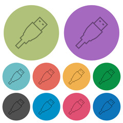 USB plug outline color darker flat icons