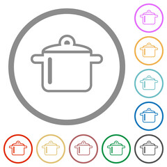 Cooking pot outline flat icons with outlines