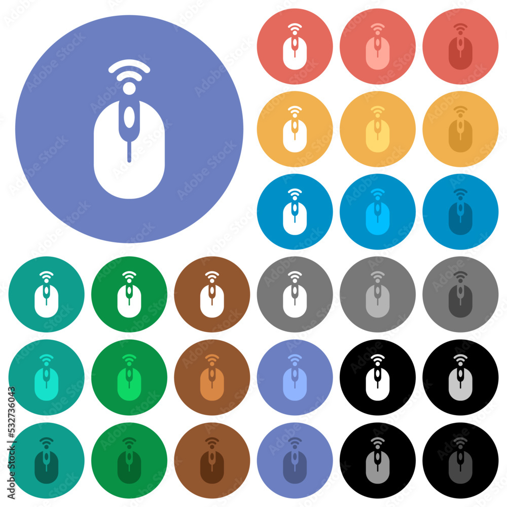 Aufkleber wireless computer mouse round flat multi colored icons