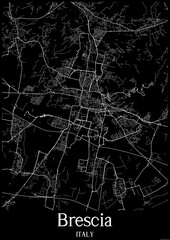 Black and White city map poster of Brescia Italy.