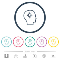Idea concept outline flat color icons in round outlines