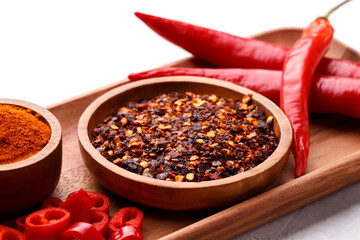 Red chili peppers and flakes