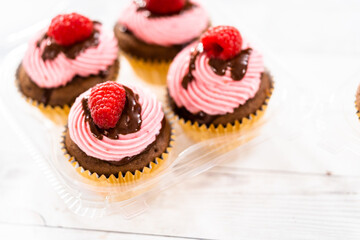 Chocolate raspberry cupcakes