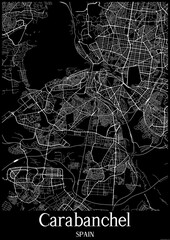 Black and White city map poster of Carabanchel Spain.