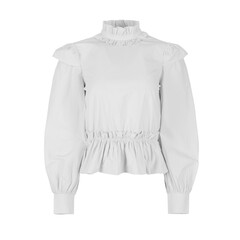 White women's short blouse with wide sleeves