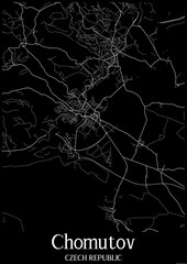 Black and White city map poster of Chomutov Czech Republic.