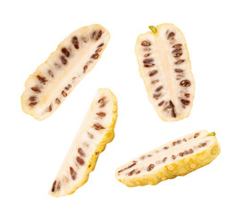 Noni or Morinda citrifolia isolated on white background.