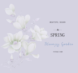 Hand painted magnolia, suitable for cards, fabrics, backgrounds 