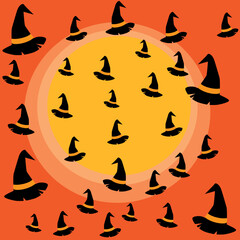 Halloween seamless pattern with witch hat