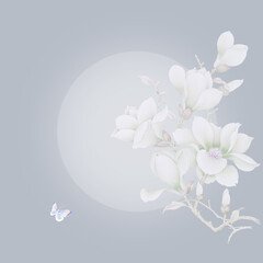 Hand painted magnolia, suitable for cards, fabrics, backgrounds 