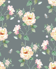 Classic Popular Flower Seamless pattern background.Perfect for wallpaper, fabric design, wrapping paper, surface textures, digital paper.