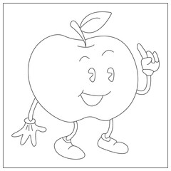 funny fruits coloring page for kids 