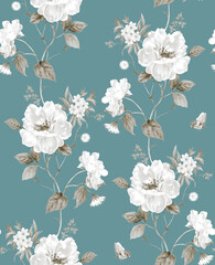 Classic Popular Flower Seamless pattern background.Perfect for wallpaper, fabric design, wrapping paper, surface textures, digital paper.