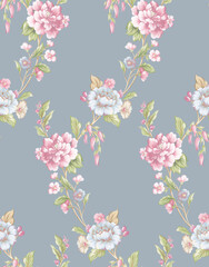 Classic Popular Flower Seamless pattern background.Perfect for wallpaper, fabric design, wrapping paper, surface textures, digital paper.