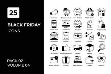 Black Friday icons collection. Set vector line with elements for mobile concepts and web apps. Collection modern icons.