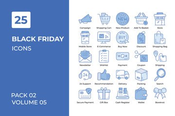 Black Friday icons collection. Set vector line with elements for mobile concepts and web apps. Collection modern icons.