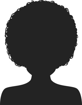 Woman silhouette, avatar female face, curly hair