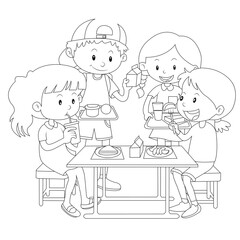 funny eating coloring page for kids