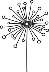 Fluffy dandelion plant, meadow flower silhouette