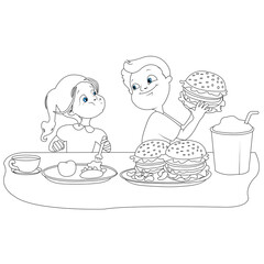 funny eating coloring page for kids