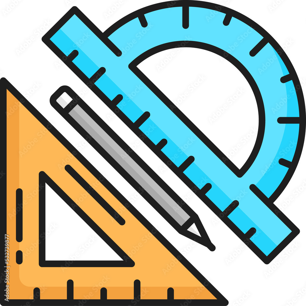Poster Protractor triangle ruler measure instruments, pen