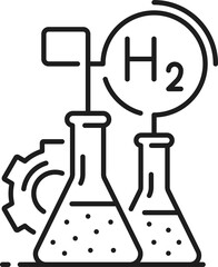 Obraz premium Hydrogen chemical flasks, H2 gas preparation lab