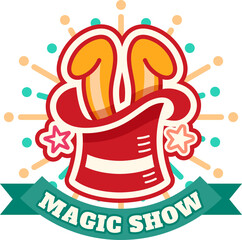 Circus signage, magic show sign, bunny in hat