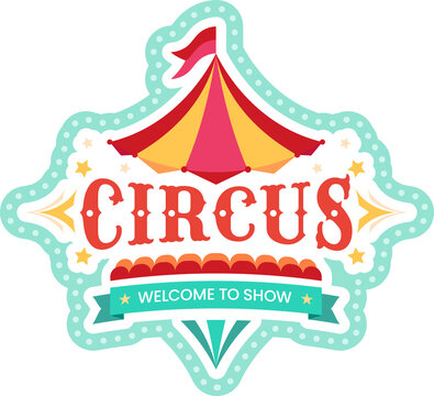 Circus carnival sign, vintage retro fair banner