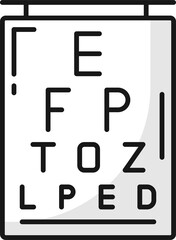 Eye chart, vision test or eyesight exam, optometry