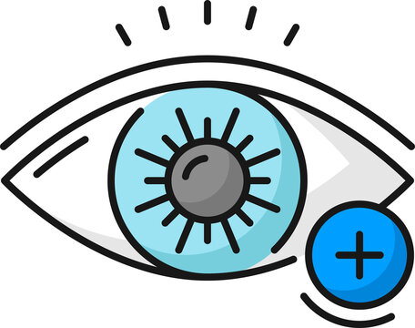 Myopia eye icon, sight vision, farsightedness
