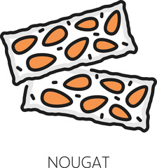 Nougat turron outline icon, Spain travel, cuisine