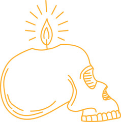 Skull bone with burning candle witchcraft symbol