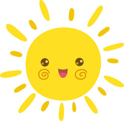 Sun cute character, sunshine or sunset personage