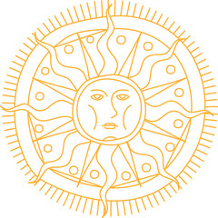Tribal talisman, tarot sign with sun face doodle