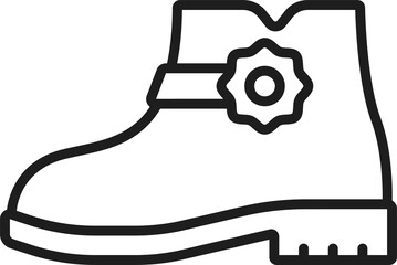 Women wingtip boot with flower clasp outline icon