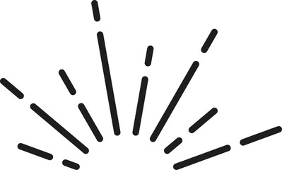 Sun light rays doodle sparkle isolated sunburst